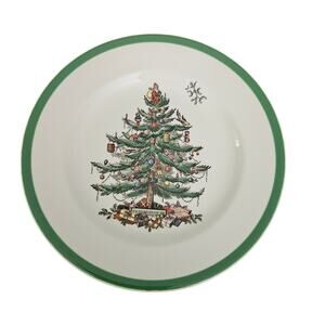 Spode Christmas Tree Salad Plates Set of 2 England S3324-A4 Green Rim